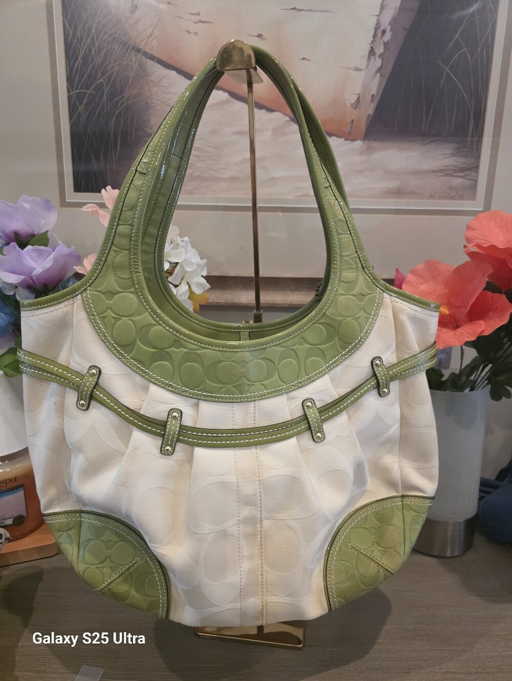 Coach Super Rare Humongus Embossed Trim And Jacqard Belted Ergo - Picture 5 of 9